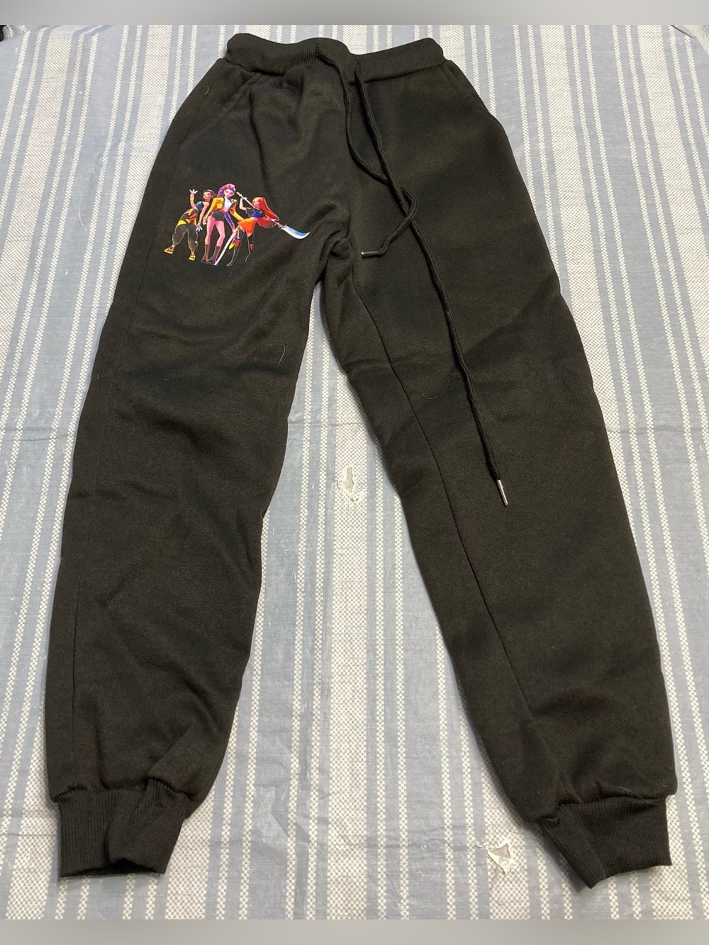 Kids Black Graphic Jogger Sweatpants with Colorful Character Print - Picture 7 of 8
